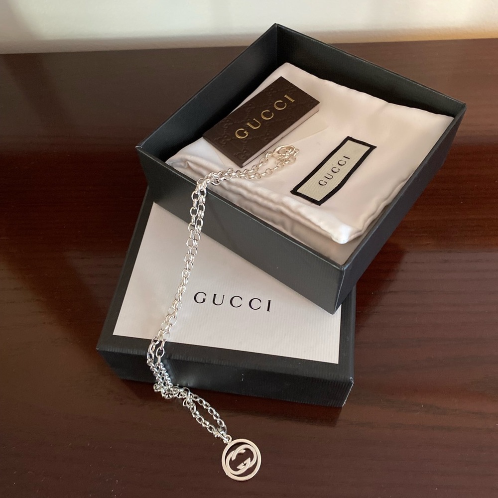 Gucci Silver Double G Pendant Necklace